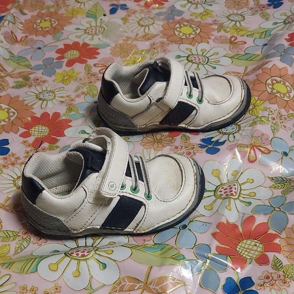 Stride Rite White and Black Sneakers with Velcro Straps